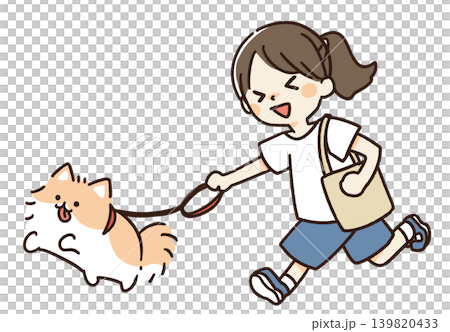 犬の散歩をする女性のイラスト 139820433