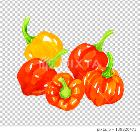 Habanero Set - Hand-drawn watercolor illustration of vegetables Habanero Set - Hand-drawn watercolor illustration of vegetables 139820473