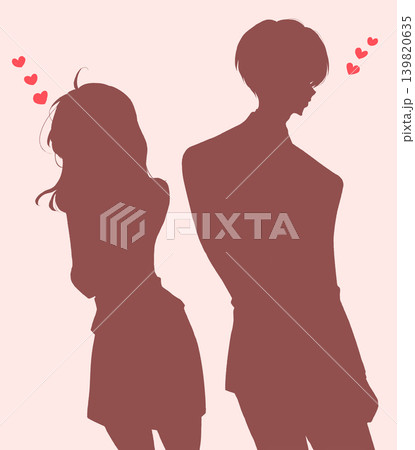 恋する背中合わせの男女 会社員 シルエット 恋する背中合わせの男女 会社員 シルエット 139820635