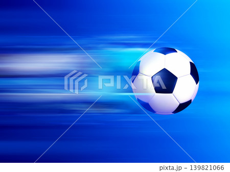 スピード感あふれるサッカーボールとブルーライト背景 139821066