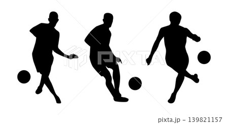 Kick Ball Football Player Silhouettes 139821157
