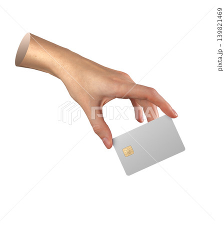 Hand holding bank card isolated on light background. Payment card pinched between fingers. Financial transaction concept for digital banking and purchase.. Hand holding bank card isolated on light background. Payment card pinched between fingers. Financial transaction concept for digital banking and purchase.. 139821469