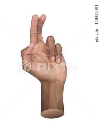 Hand raises two fingers forming counting gesture against neutral background. Upright palm presents extended digits indicating number signal clearly. Communication concept illustrating Hand raises two fingers forming counting gesture against neutral background. Upright palm presents extended digits indicating number signal clearly. Communication concept illustrating 139821491