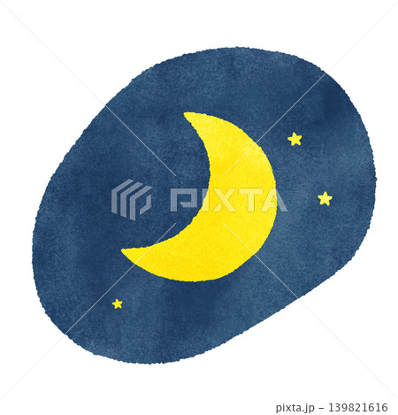 水彩風のかわいい三日月と星のイラストセット(背景透過) 水彩風のかわいい三日月と星のイラストセット(背景透過) 139821616