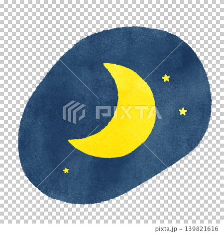 水彩風のかわいい三日月と星のイラストセット(背景透過) 水彩風のかわいい三日月と星のイラストセット(背景透過) 139821616