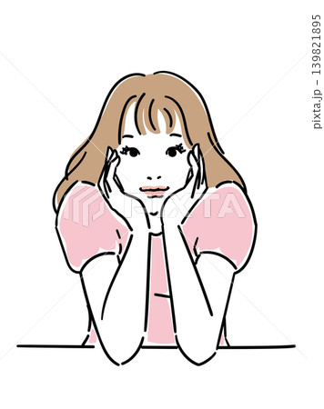 頬杖をつく可愛らしい女性 139821895