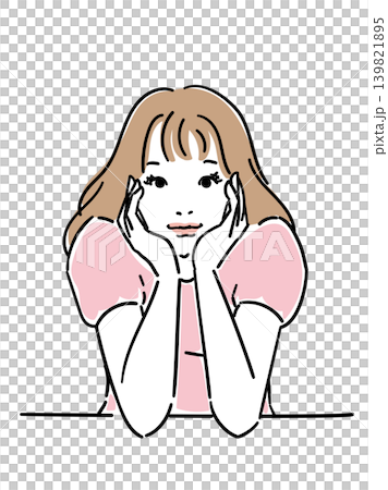 頬杖をつく可愛らしい女性 139821895