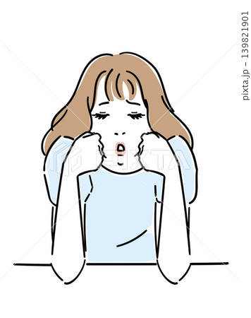 頬杖をつく可愛らしい女性 頬杖をつく可愛らしい女性 139821901