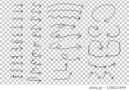 Hand-drawn style arrow illustration set (arrow icons, rough sketches, hand-drawn line art, assortment) Hand-drawn style arrow illustration set (arrow icons, rough sketches, hand-drawn line art, assortment) 139821949