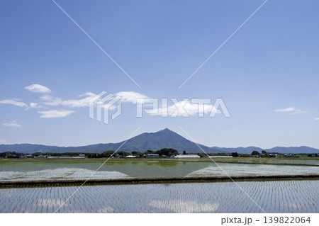 田植え後の水田に映る筑波山・初夏の農村風景 田植え後の水田に映る筑波山・初夏の農村風景 139822064