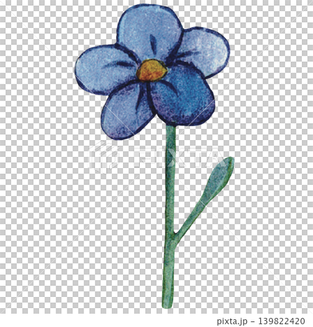 Blue Blossom Watercolor Flower Illustration 139822420