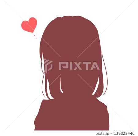 ゆるい女子学生　恋　シルエット 139822446