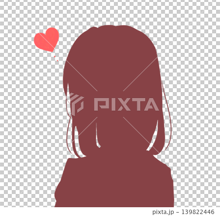 ゆるい女子学生　恋　シルエット 139822446