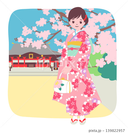 【ライフステージ】十三詣りで神社を訪れた着物姿の女の子 【ライフステージ】十三詣りで神社を訪れた着物姿の女の子 139822957