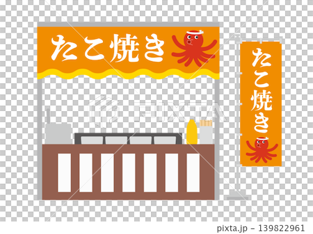 Illustration of a takoyaki stall and banner 139822961