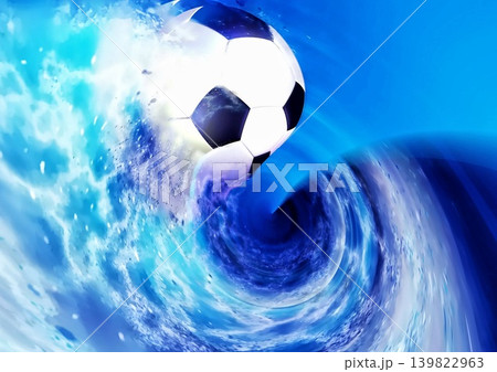 スピード感を表現したダイナミックなサッカーボールの3dイラスト 139822963