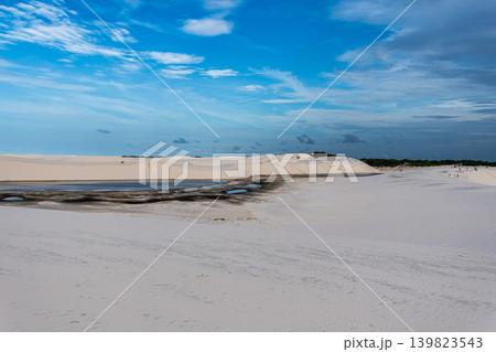 Dunes and lagoons of lagoa bonita, Lencois Maranhenses, Barreirinhas, Brazil. White sand dunes with pools of fresh water Dunes and lagoons of lagoa bonita, Lencois Maranhenses, Barreirinhas, Brazil. White sand dunes with pools of fresh water 139823543