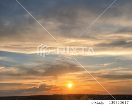 Soft Sunset Sky With Glowing Evening Horizon Soft Sunset Sky With Glowing Evening Horizon 139823617