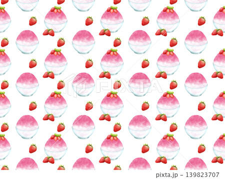かき氷〈イチゴ〉のシームレスパターン A-1' かき氷〈イチゴ〉のシームレスパターン A-1' 139823707