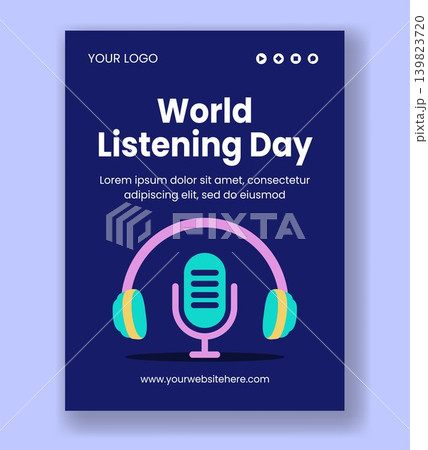 Flat Cartoon Hand Drawn World Listening Day Healthcare Social Media Poster Flat Cartoon Hand Drawn World Listening Day Healthcare Social Media Poster 139823720