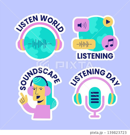 World Listening Day Flat Cartoon Hand Drawn Healthcare Social Media Label 139823723