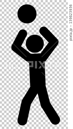 排球運動員進行高吊傳球的剪影圖示。 139823936