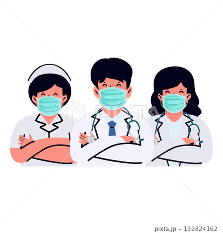 Medical Team Wearing Face Masks Together 139824162