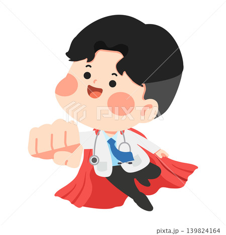 Superhero Doctor Flying With Cape Superhero Doctor Flying With Cape 139824164