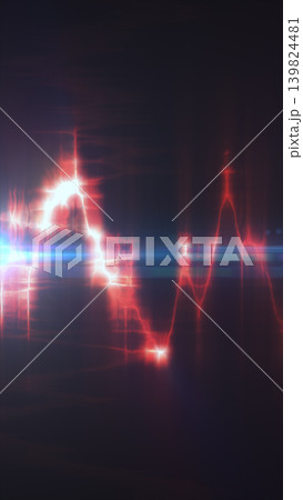 Abstract red glowing waveform with bright lens flares, pulse line, and dark futuristic data visualization mood. Abstract red glowing waveform with bright lens flares, pulse line, and dark futuristic data visualization mood. 139824481