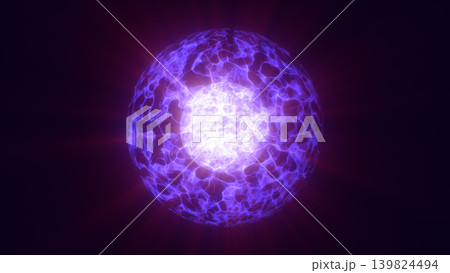 Purple plasma sphere with glowing inner nucleus and translucent outer layer, symbolizing futuristic cosmic power Purple plasma sphere with glowing inner nucleus and translucent outer layer, symbolizing futuristic cosmic power 139824494