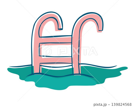 Pink Pool Ladder in Water Doodle Clipart Art Pink Pool Ladder in Water Doodle Clipart Art 139824568