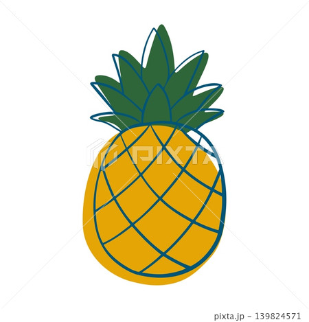 Yellow Pineapple Doodle Drawing Clipart Art 139824571