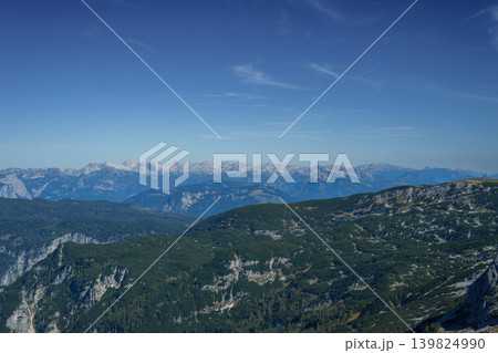 A stunning view of the Alpine mountain landscape stretching beyond the horizon A stunning view of the Alpine mountain landscape stretching beyond the horizon 139824990