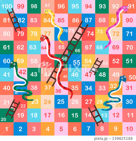 Ladder snakes game,Funny frame for children.Vector illustrations. Ladder snakes game,Funny frame for children.Vector illustrations. 139825188