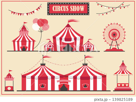 Set of Ferris Wheel from amusement park, vector illustrations Set of Ferris Wheel from amusement park, vector illustrations 139825189