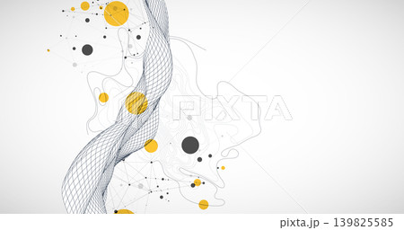 The abstract wave is made in a frame style. Template for science and technology presentation. Vector art. 139825585