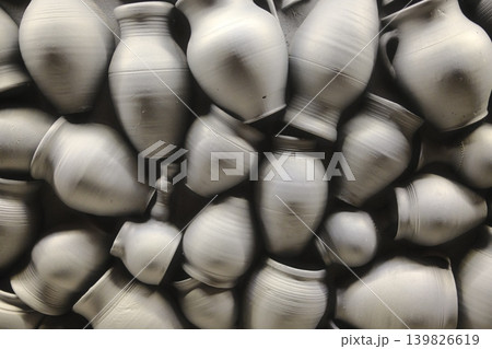 Collection of pottery vessels. Handmade and unique shapes Collection of pottery vessels. Handmade and unique shapes 139826619