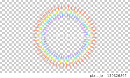 A ring with rainbow-colored lines arranged in a line-focusing pattern. 139826865