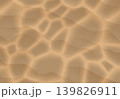 Golden sand water caustic light effect pattern top view. Vector realistic illustration sand with wavy texture background, summer resort banner, tropical island, sea bottom. Clear calm water surface 139826911