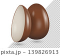 Tasty chocolate egg mockup vector template Isolated on transparent background. Milk and White Chocolate Icon. Whole, half egg. Sweet for Easter, packaging design, food themes 139826913