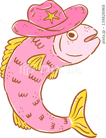 Retro Coquette Coastal Summer Cowboy Two Starfish Tied with Red Ribbon Whimsical Hand Drawn 139826968