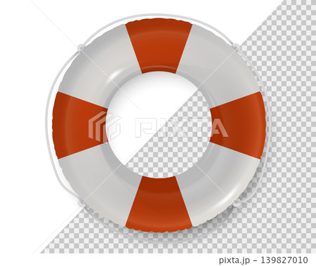 White orange lifebuoy icon mockup. Vector 3D plastic inflatable life ring isolated on transparent background. Realistic render for branding or product presentation. Air rubber floating accessory icon White orange lifebuoy icon mockup. Vector 3D plastic inflatable life ring isolated on transparent background. Realistic render for branding or product presentation. Air rubber floating accessory icon 139827010