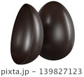 Tasty chocolate egg mockup PNG template Isolated on transparent background. Dark Chocolate Icon. Whole, half egg. Sweet for Easter, packaging design, food themes 139827123