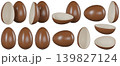 Tasty chocolate egg set mockup PNG template Isolated on transparent background, different position. Milk and White Chocolate Icon Set. Whole, half egg. Sweet for Easter, packaging design, food themes 139827124