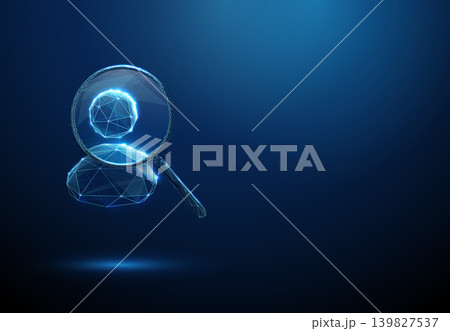 3D blue avatar icon with magnifying glass. User search, ai recruitment assistant, virtual agent lookup, candidate evaluation, identity verification, analysis concept 3D blue avatar icon with magnifying glass. User search, ai recruitment assistant, virtual agent lookup, candidate evaluation, identity verification, analysis concept 139827537
