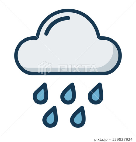 シンプルな雨雲のアイコン シンプルな雨雲のアイコン 139827924