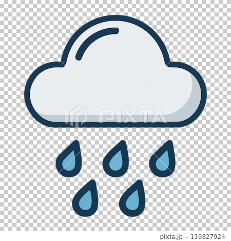 シンプルな雨雲のアイコン シンプルな雨雲のアイコン 139827924
