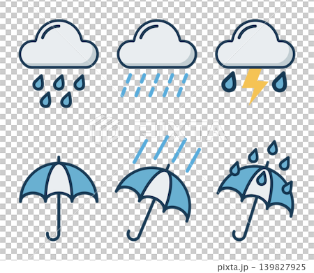 シンプルな雨のアイコンセット シンプルな雨のアイコンセット 139827925