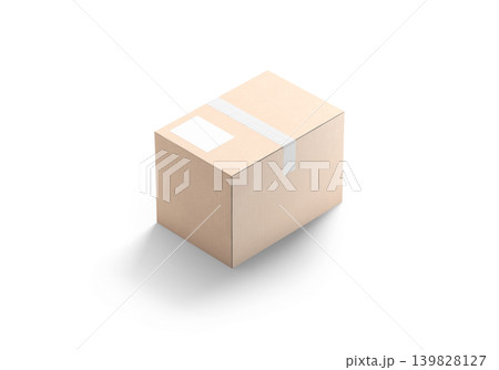 Blank white shipping label on craft box mockup png, transparent background, 3d rendering. Empty delivering parcel with taped adhesive sticker mock up cut out. Clear cardboard supply packaging. Blank white shipping label on craft box mockup png, transparent background, 3d rendering. Empty delivering parcel with taped adhesive sticker mock up cut out. Clear cardboard supply packaging. 139828127