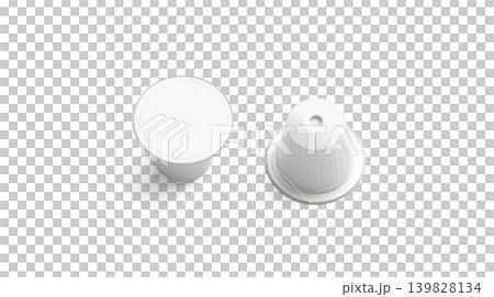 Blank white plastic coffee capsule mockup png, top view, transparent background, 3d rendering. Empty disposable bag with cream or coffe mock up cut out. Clear bio packet with beverage template. Blank white plastic coffee capsule mockup png, top view, transparent background, 3d rendering. Empty disposable bag with cream or coffe mock up cut out. Clear bio packet with beverage template. 139828134